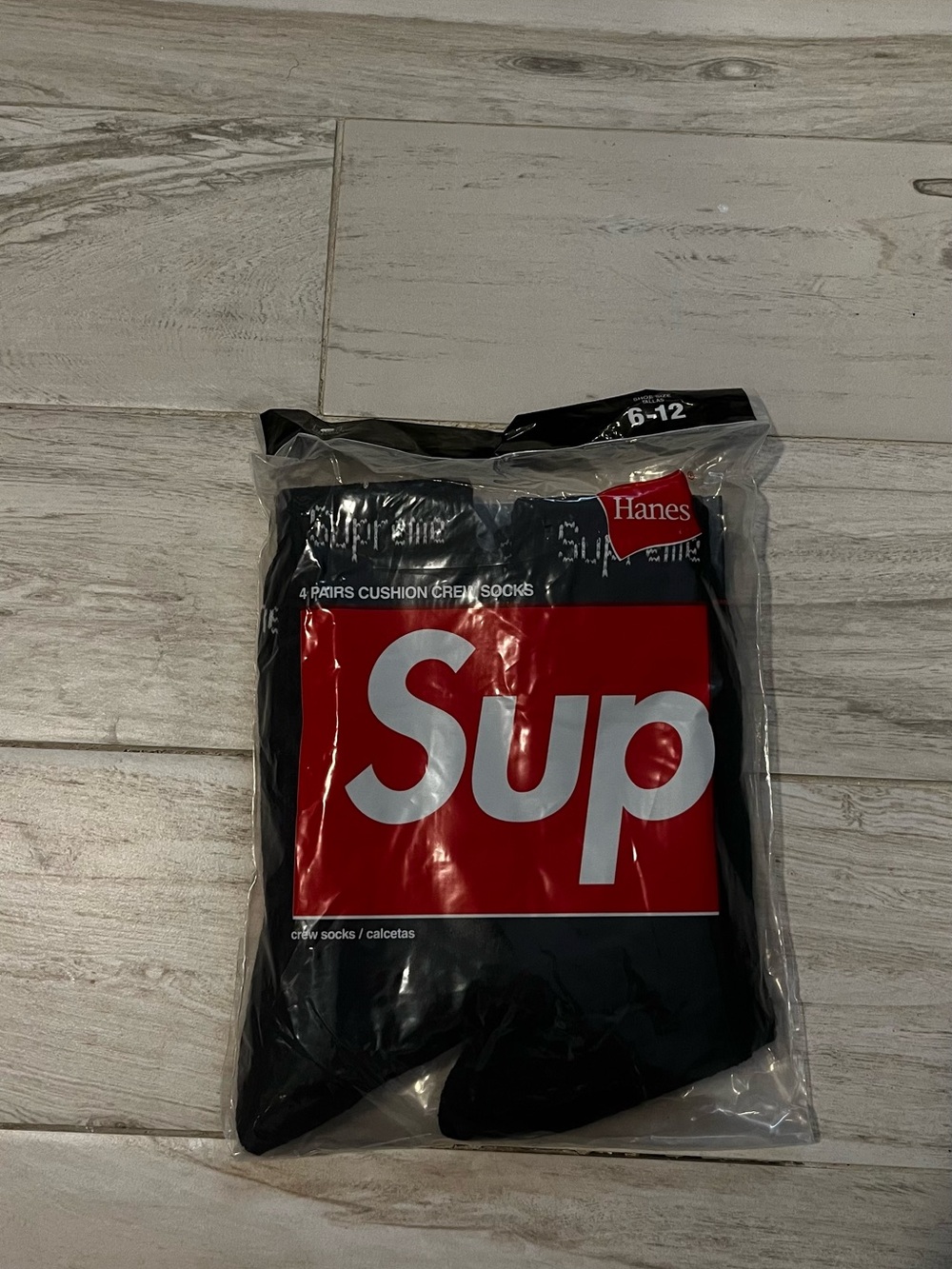 Sup x Hanes Black Crew Athletic Socks - 4 Pack